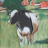 Barnyard Cow装飾セラミック壁アートタイル4 x 4
