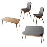 ソファベンチ：GY×チェア：GY／Onnell Dining 4set(Bタイプ) ダイニングセット ダイニング シンプル 幅150cm オシャレ 北欧 モダン 木製 天然木 トノー型