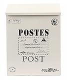 tomtask アンティーク 調 郵便 受け メール ボックス 壁掛け ポスト 鍵付き (オフホワイト)