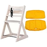 木製ハイチェア ウォッシュホワイト オレンジクッションセット