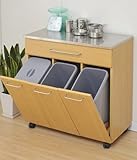 山善(YAMAZEN) ステンレス天板ダストカウンター(3分別) ナチュラル NSKD-3WP(NA)