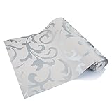 Kinloモダンテクスチャ壁紙、3d不織布ファブリック環境保護パターン壁紙テレビの背景リビングルームとベッドルーム、21インチ( W ) X 393.7インチ( L ) シルバー RjEp#GSYH#