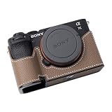 JISYIWOWボディーハーフケース 対応 SONY A7CR A7C2 本革カメラケース ボディケース バッテリーの交換でき 三脚ネジ穴付き 純手作 (カーキ)