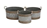 Benzara The Wide Metal Galvanized Planter, Set of 3 [並行輸入品]