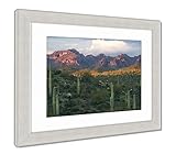 AshleyフレームプリントSaguaros with Sunset Lit Superstition Mountains、壁アートホーム装飾、ag6497707 26" x 30", Silver 