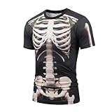 [Honesty Mouth] スケルトン Tシャツ リアル おもしろ 3Dプリント 半袖 骨 骸骨 レントゲン ハロウィン コスプレ 衣装 グッズ メンズ レディース (XL)