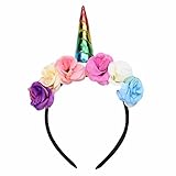 (アイム)iiniim　ベビー用　ヘアフープ　ユニコーン　花飾り　パーティー　誕生日　キッズ用　ヘアバンド　ヘッドウェア　撮影道具　写真 マルチ ワンサイズ