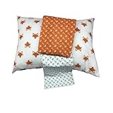 Bacati Playful Foxs 3 Piece Toddler Sheet Set, Orange/Grey