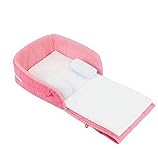 Tkoool 持ち運べる 赤ちゃん 用 べビー コンパクト ベッド (ピンク)