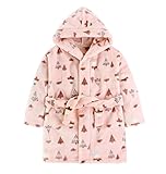 雲の花 子供サンゴベルベットフード付きバスローブ子供ローブナイトガウン (150cm, ピンク)
