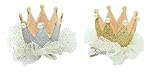 ベビー キッズ 用 ミニ 王冠 クリップ 2点セット ( 誕生日 記念日 寝相アート )( ゴールド & シルバー )