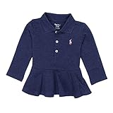 (ポロ ラルフローレン) POLO RALPH LAUREN ベビー 女の子 長袖 ポロシャツ Long-Sleeve Peplum Polo インディゴ ブルー ヘザー Indigo Blue He