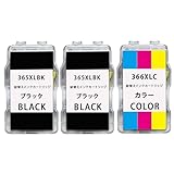 【京浜 SHOP】キヤノン用 BC-365/366 詰め替えインク 互換インクカートリッジ BC-365XLBKx2 (ブラック) ＋ BC-366XLCx1 (3色カラー) 計3本 残量表示非対応 大容量