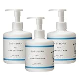 BABY BORN ベビーボーン Face & Body Milk ベビーローション 乳液 無添加 300ml 赤ちゃん 子供 東原亜希 (3個, ラベンダー)