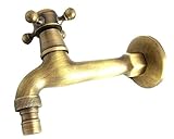 おしゃれ演出 アンティーク 水道 蛇口 水栓 ブロンズ 十字取手 銅製 エクステリア ガーデニング (ホース接続タイプ ロング)