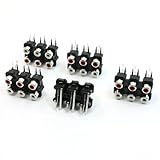 uxcell AV同心ソケット　RCAコネクタ　6メスジャック 　基板実装　ブラック　5個入り