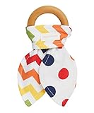 Organic Wood Teether -Wooden Teether -Baby Teether Toys- Natural Teether - 100% Cotton Bunny Ears - 