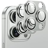 「Actfrain」2枚セットiPhone 15 Pro/15 Pro Max用 カメラ保護フィルム 【アルミ合金+9H強化ガラス】レンズ全面保護 耐衝撃/擦り傷防止/露出オーバー防止 高透過率 曇りなし 強粘着設計 黒縁デザイン ホワイト