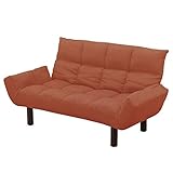 ソファー 2人掛け ロータイプ 背もたれ 5段階 リクライニング オレンジ