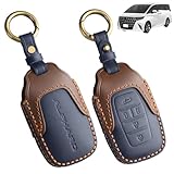 TatkDIY アルファード ヴェルファイア 30系 40系 専用スマートキーケース キーカバー キーホルダー カスタムアクセサリーパーツ 新型本革 ロゴ付 キズ防止 落下防止 アルファード 5ボタンブルー