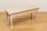 アンティーク 猫脚 天然木製 (ベンチ, ホワイトウォッシュ)