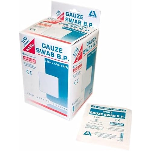 Liv Gauze Swabs 7.5 x 7.5 cm x 8 ply Sterile White 1 Piece/Pack 100 Packs/Dispenser Box