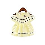 女の子の服 夏 ワンピース Pojour 1-6歳キッズ用 子供かわいいカジュアルストラップレス 綿 通気 黄色(80cm)