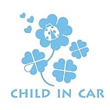 デザイン工房ＳＩＧＮＳ 車ステッカー Child in car 11 綺麗にはがせる 車 ステッカー 四つ葉 クローバー アイスブルー