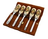 Two Cherries 515-8575 5-Piece Small Wood Carving Tool Set with Leather Pouch by Robert Larson
