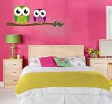 Two Little Owls Nature Tree Kidsガールズ部屋寝室壁デカールステッカービニール