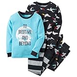 カーターズ（Carter's) 男の子用水色宇宙TO BEDTIME AND BEYOND超たっぷり綿素材長袖パジャマ上下4点セット (2t(88-93cm)) [並行輸入品]