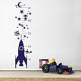 スペースロボット成長チャート壁デカール子供の部屋保育園壁ステッカービニール壁アート 62"h x16.5"w ブルー