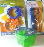 Bundle of 3 Baby Items (BPA free): 1-6 Piece Teething Rings, 1-12 Piece Set of Feeding Spoons, 1-3 C