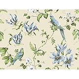 York Wallcoverings BA4576 Casabella II Tropical Floral Wallpaper, Cream/White/Ecru/Sky Blue/Robin's 