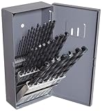 Chicago Latrobe 120 Series High-Speed Steel Long Length Drill Bit Set With Metal Case, Black Oxide F