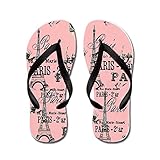 lplpolピンクパリエッフェル塔Flip Flops for Kids and大人用ユニセックスビーチサンダルプールシューズパーティースリッパ カラー: ブラック
