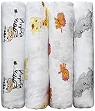CuddleBugスワドル ブランケット「サファリ フレンズ」4枚セット ? CuddleBug 約119.4 x 119.4 cm （47 x 47インチ） Lサイズ モスリン スワドル（おくるみ）