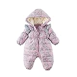 Baby Nest ベビー服 長袖カバーオール ロンパース ダウンコート フード付き 女の子 保温 防寒 秋冬用 ピンク 9-12M