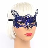 Weryn(TM) は謎の天使レースハロウィンボールはかわいい銀謎の天使新しいセクシーなパーティードレスマスカレードベネチアのカーニバルマスクマスク[青]