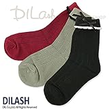 (ディラッシュ) DILASHクルーソックス（リボン）/秋 L(19～21cm) ワインレッド