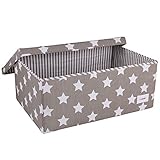 Minene Large Storage Box with Lid Grey Star - star storage box, large fabric storage box - great for