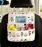 LingLang 車載シートバックポケット　カー後部座席収納　車内収納 　大容量 　多機能　iPad収納ポケット　ズック製　タッチスクリーンデザイン　可愛い柄 子供柄