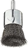 Weiler Wire End Brush, Solid End, Round Shank, Steel, Crimped Wire, 1" Diameter, 0.006" Wire Diamete