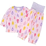 アスナロ（パジャマ・ルームウェア） 長袖 パジャマ ベビー 女の子 北欧 しずく 腹巻付き プリント 寝間着80 Pピンク