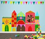 Oopsy Daisy 54 by 30-Inch Peel and Place Happy Town by Lisa Congdon, Medium [並行輸入品]