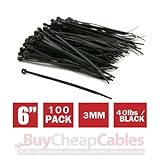 (親) 40lbsケーブルナイロンZip Ties 6" ブラック ZT107