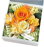 花由 ボックスフラワー hana cube 白箱 【プリザーブドフラワー】 オレンジ