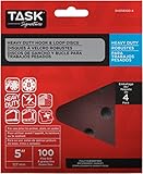 Task Tools SHD58100-4 100 Grit Signature Heavy Duty Hook and Loop Sanding Disc (4 Pack), 5" [並行輸入品]