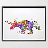 Dignovel Studios 8X10 Triceratops Dinosaur Art Print Watercolor Painting Art Print For Kids Children