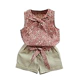 ガールズ上下セット服　子供上下セット服　女の子用服 夏 花　ショートパンツ 女の甘い袖無し花柄Tシャツ上着+ショートパンツセット服 二点セット　 春夏 可愛い ベビ用服　 柔らかい おしゃれ　ノースリ